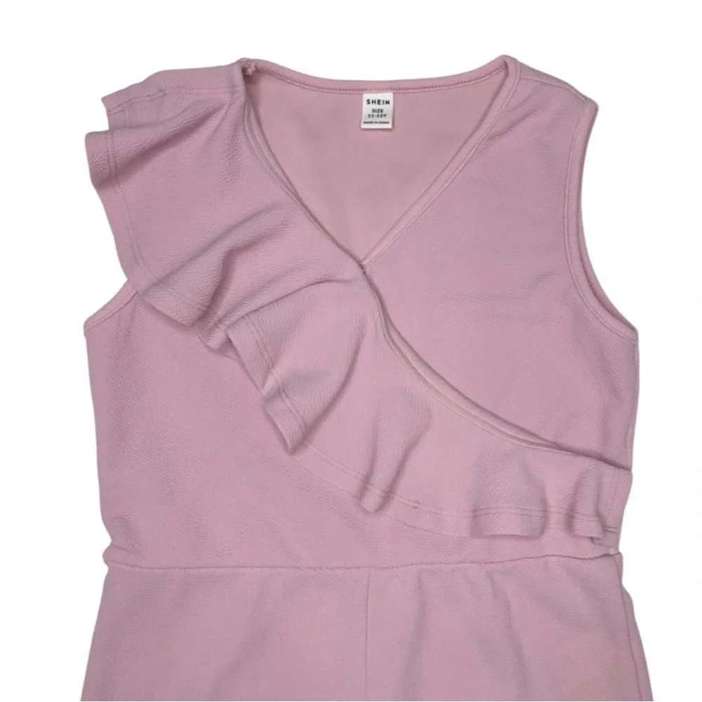 SHEIN Girls Solid Ruffle‎ Detail Romper